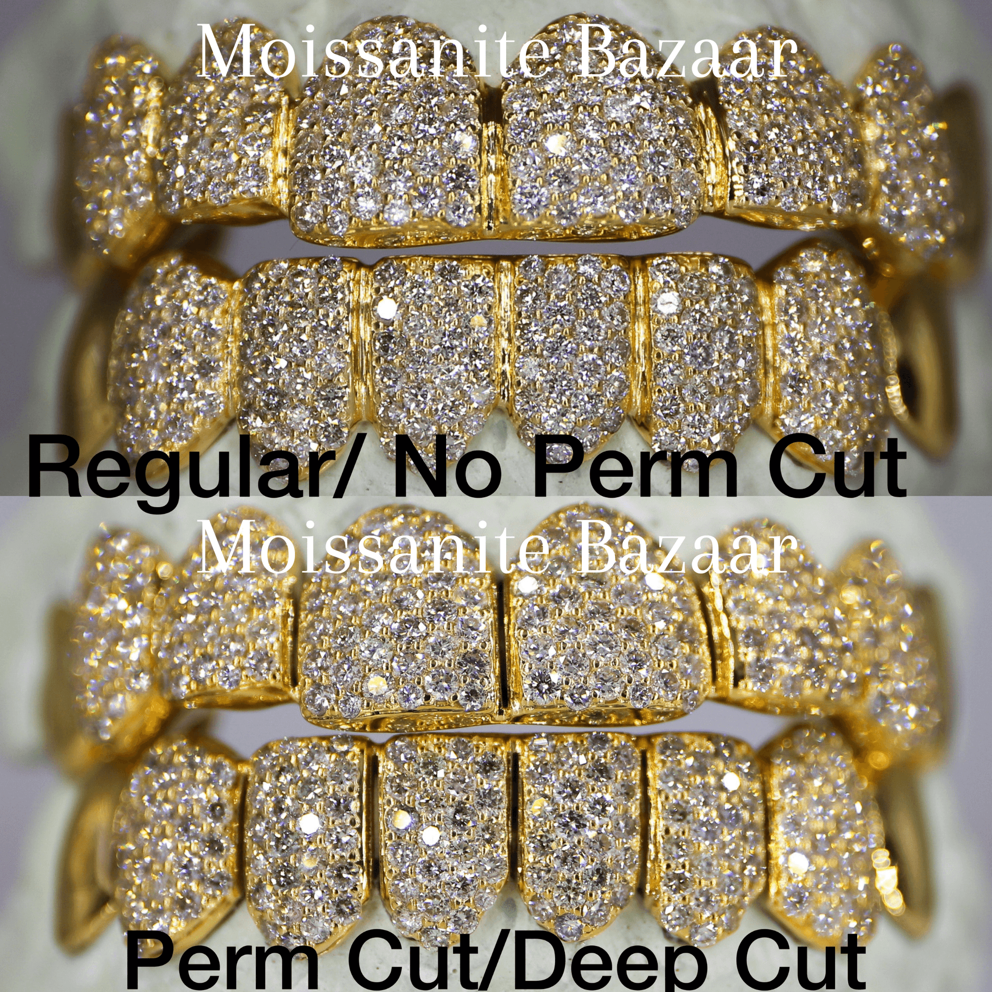 10 on 10 Capped VVS Moisannite Diamond Grillz - Moissanite Bazaar - moissanitebazaar.com