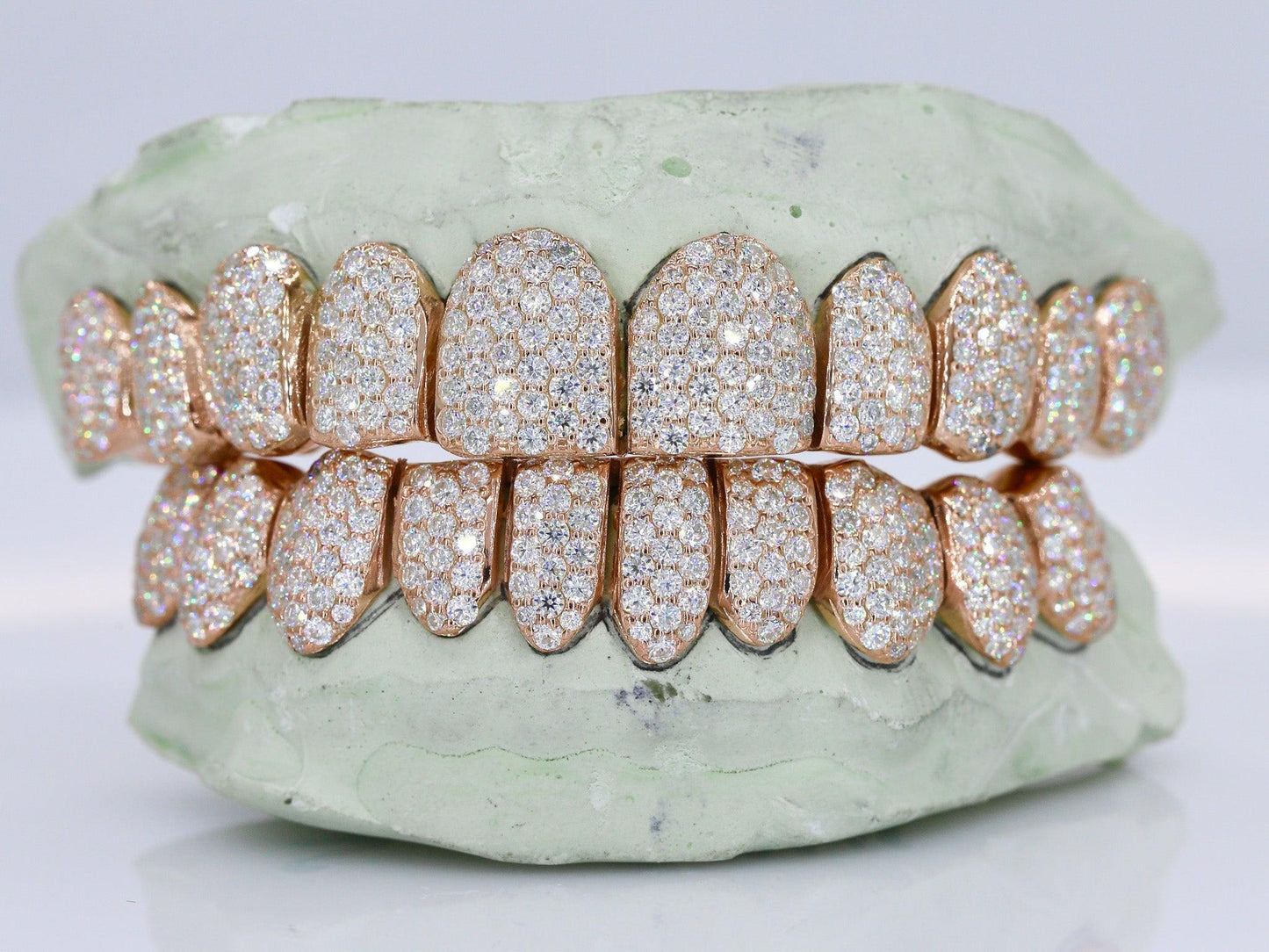 10 on 10 VVS Moisannite Diamond Grillz - Moissanite Bazaar - moissanitebazaar.com