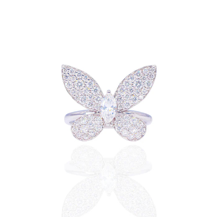 Marquise Cut Center Butterfly Diamond Ring