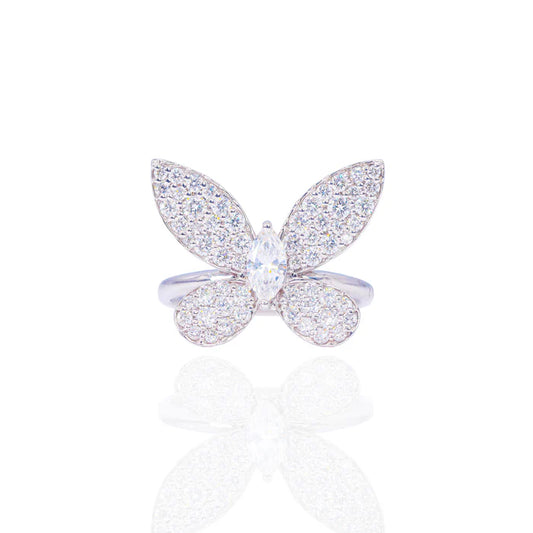 Marquise Cut Center Butterfly Diamond Ring
