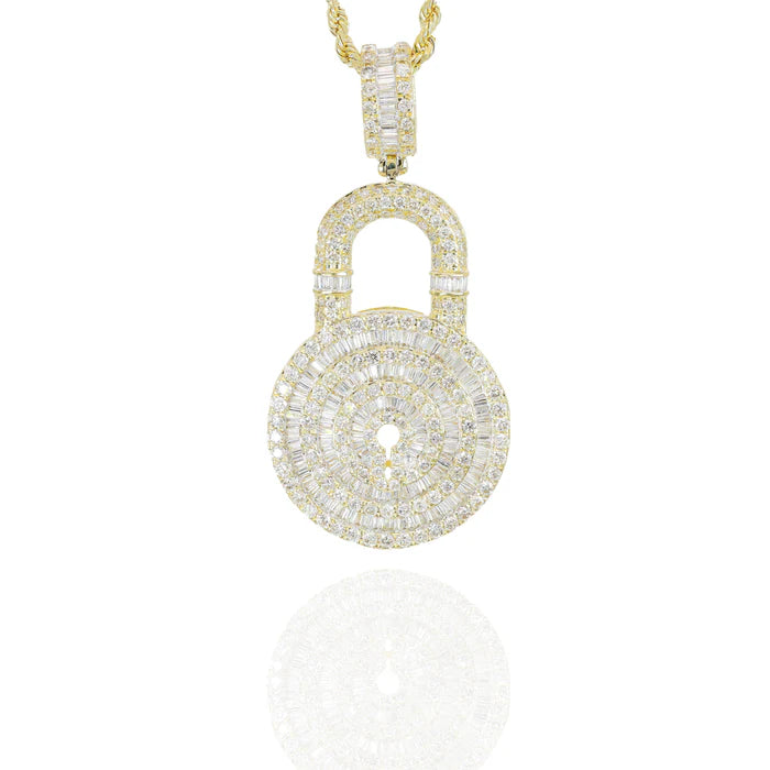 Baguette Diamond Lock Pendant