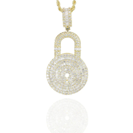 Baguette Diamond Lock Pendant