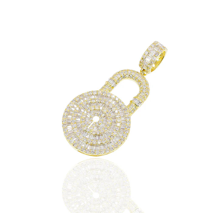 Baguette Diamond Lock Pendant