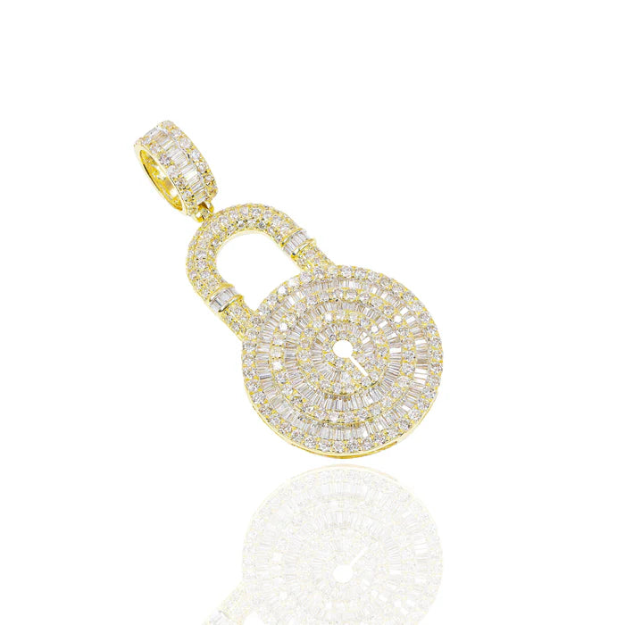 Baguette Diamond Lock Pendant