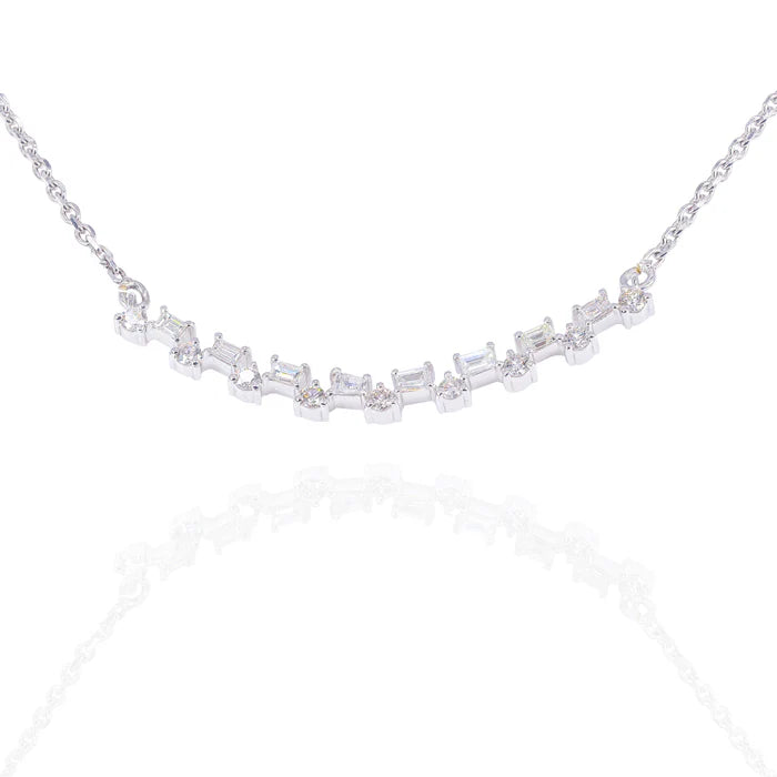 Alternating Baguette & Round Diamond Pendant