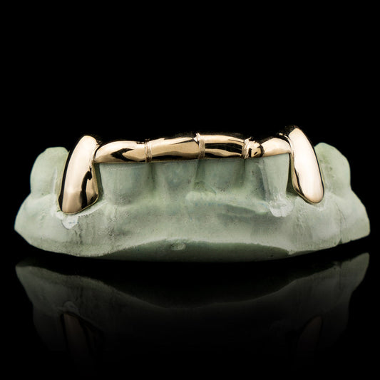 Solid Gold 6 Teeth Connecting Bridge Custom-Made Grillz Bar