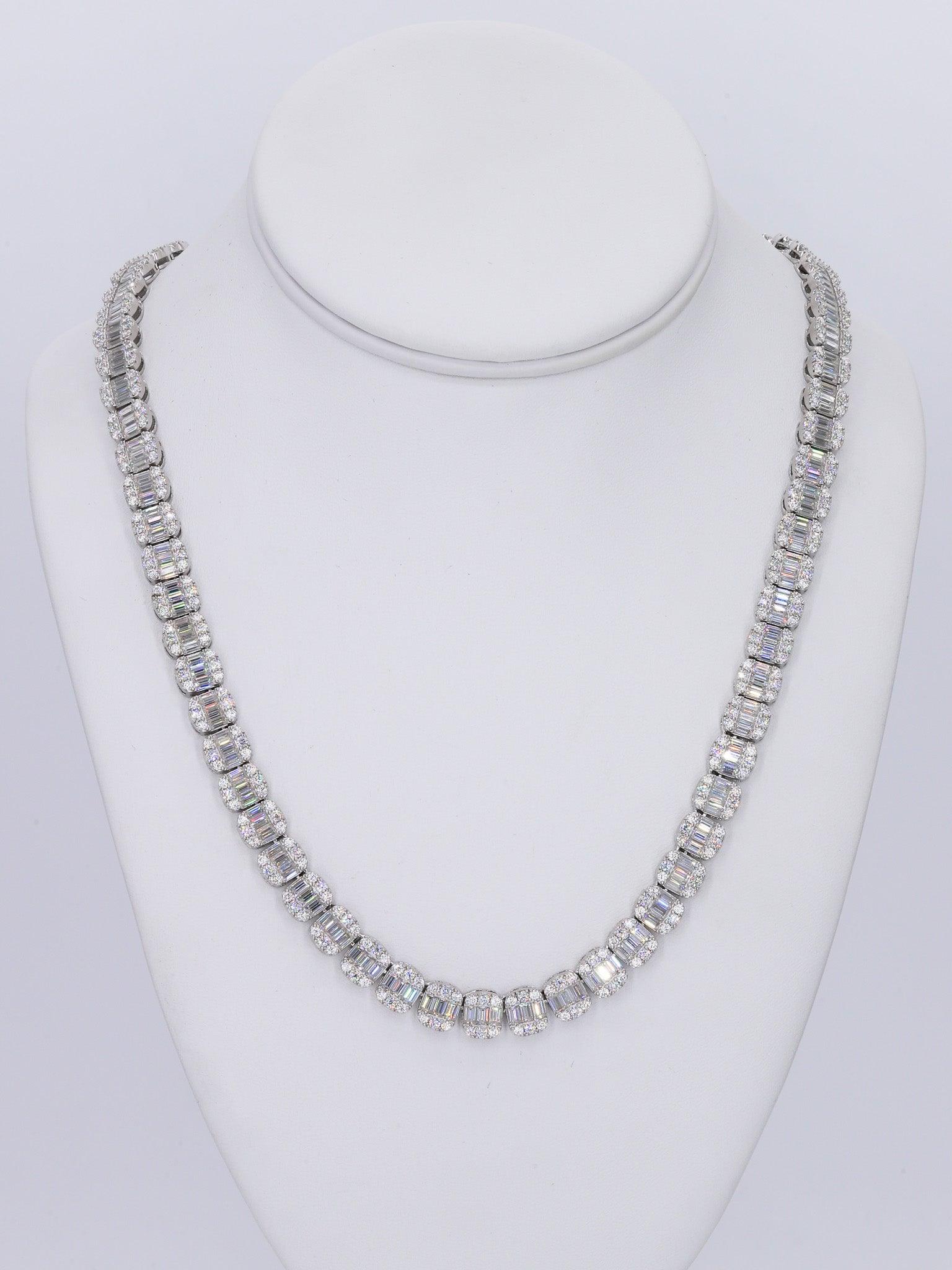 8MM Baguette VVS Moissanite Daimond 22 Inch Chain - Moissanite Bazaar - moissanitebazaar.com