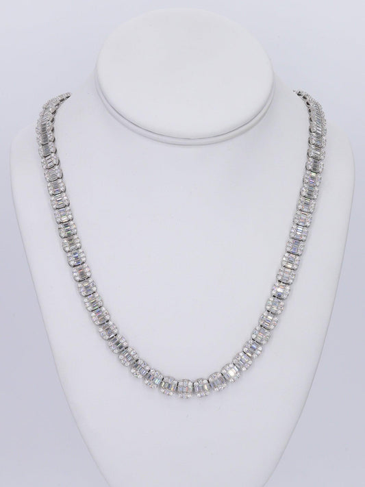 8MM Baguette VVS Moissanite Daimond 22 Inch Chain - Moissanite Bazaar - moissanitebazaar.com