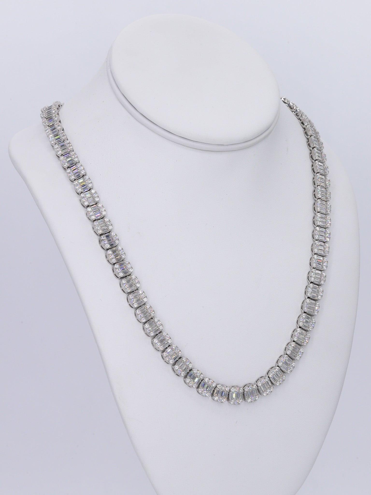 8MM Baguette VVS Moissanite Daimond 22 Inch Chain - Moissanite Bazaar - moissanitebazaar.com
