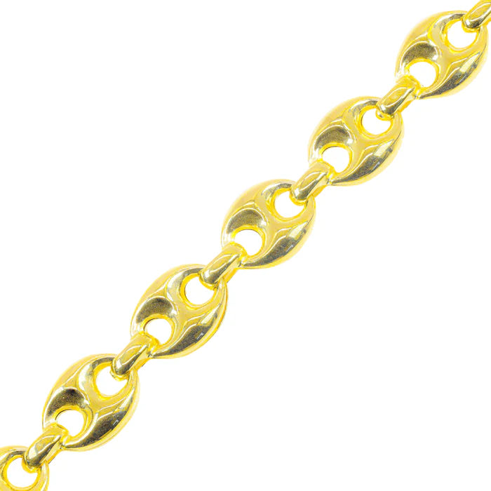 14KT Semi-Solid Puffed Mariner Link Yellow Gold Chain