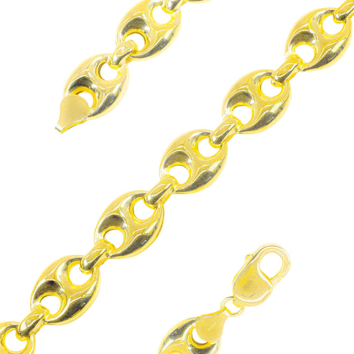 14KT Semi-Solid Puffed Mariner Link Yellow Gold Chain