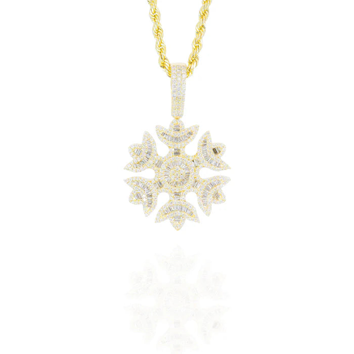 SnowFlake Baguette Diamond Pendant (Mid-Size)