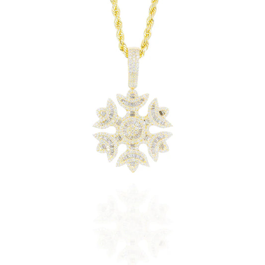 SnowFlake Baguette Diamond Pendant (Mid-Size)