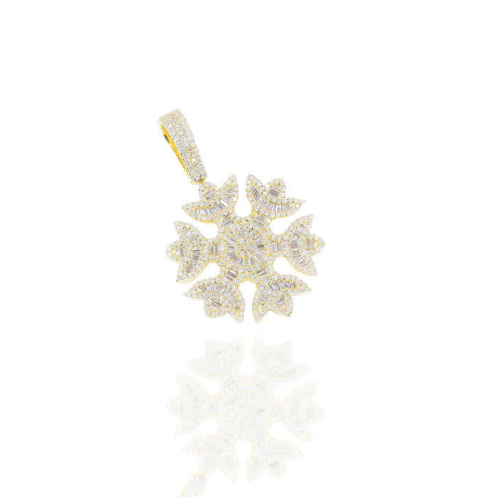 SnowFlake Baguette Diamond Pendant (Mid-Size)