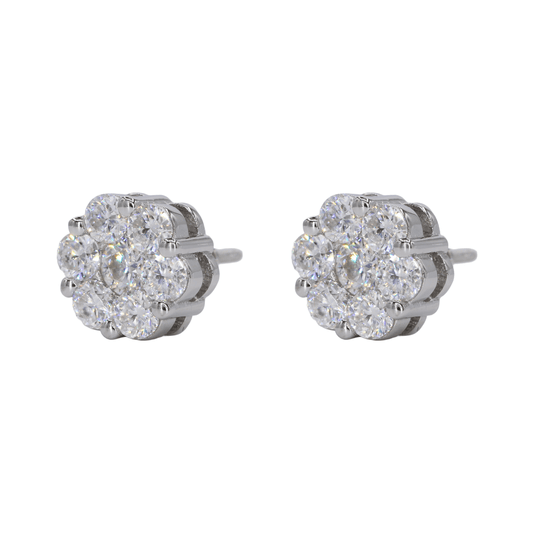 Flower VVS Moissanite Diamond Earrings - Moissanite Bazaar - moissanitebazaar.com