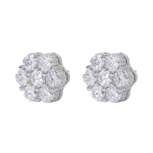 BIG STONE Flower Earring Fully Iced Out VVS Moissanite Daimond Earrings - Moissanite Bazaar - moissanitebazaar.com