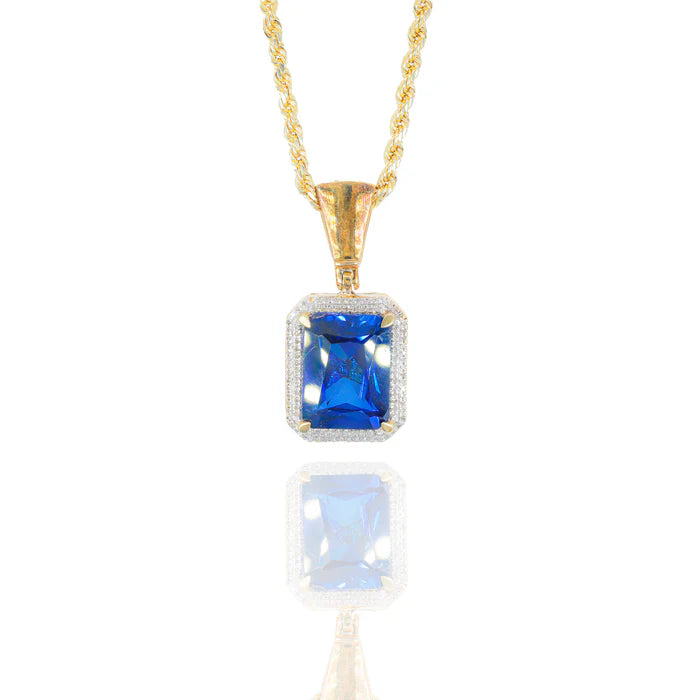 Blue Gemstone Diamond Pendant