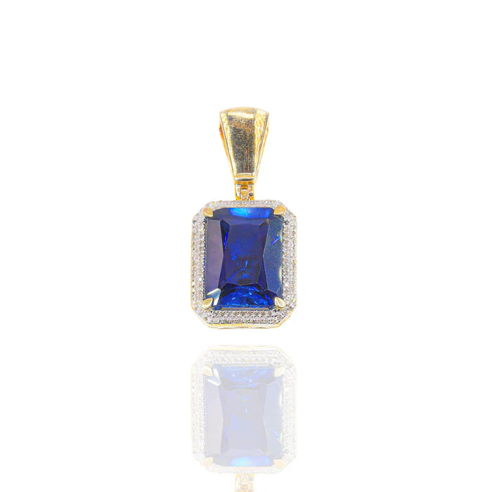 Blue Gemstone Diamond Pendant