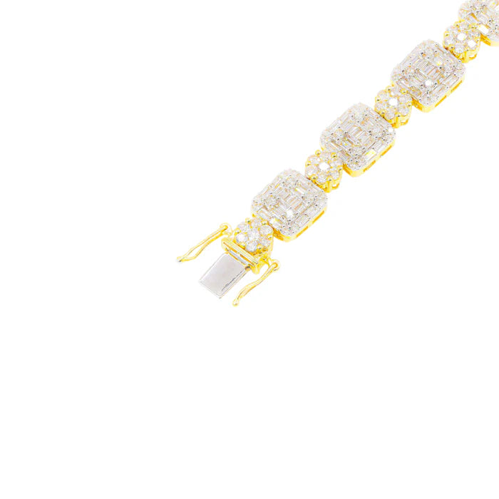 Baguette and Flower Cluster Diamond Bracelet