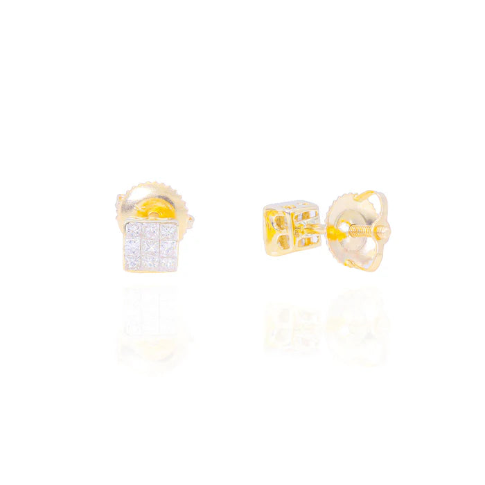 Invisible Set Princess Cut Diamond Earrings