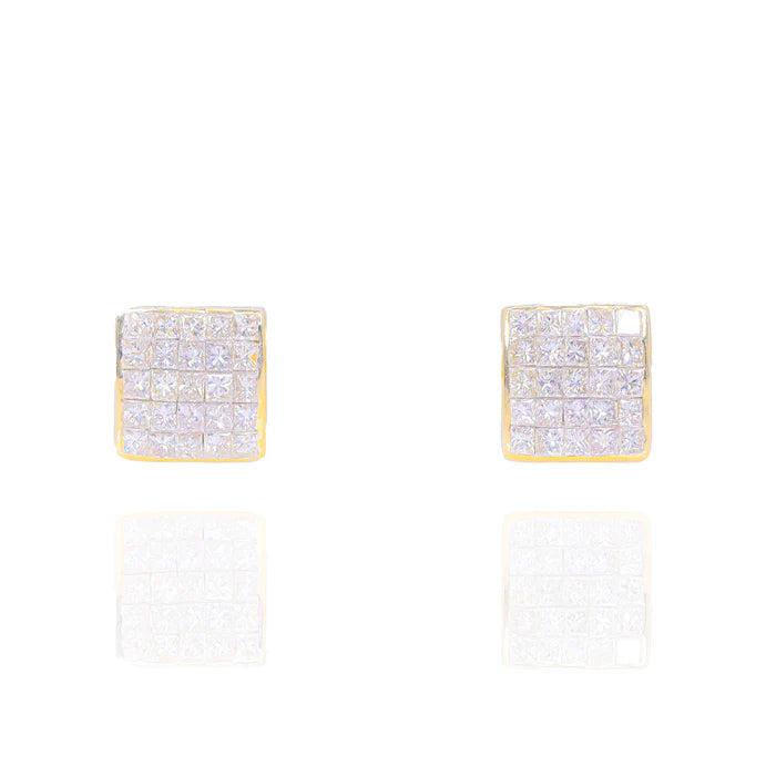 Invisible Set Princess Cut Diamond Earrings