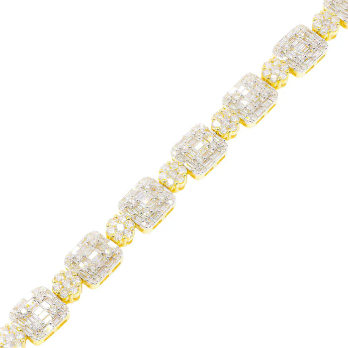 Baguette and Flower Cluster Diamond Bracelet