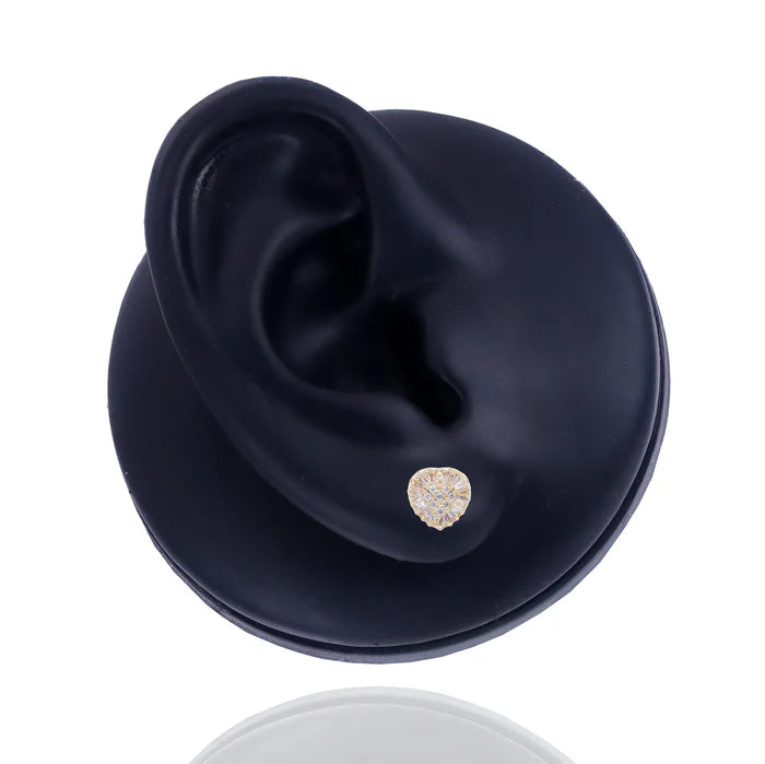 Baguette Diamond Border Heart Earrings