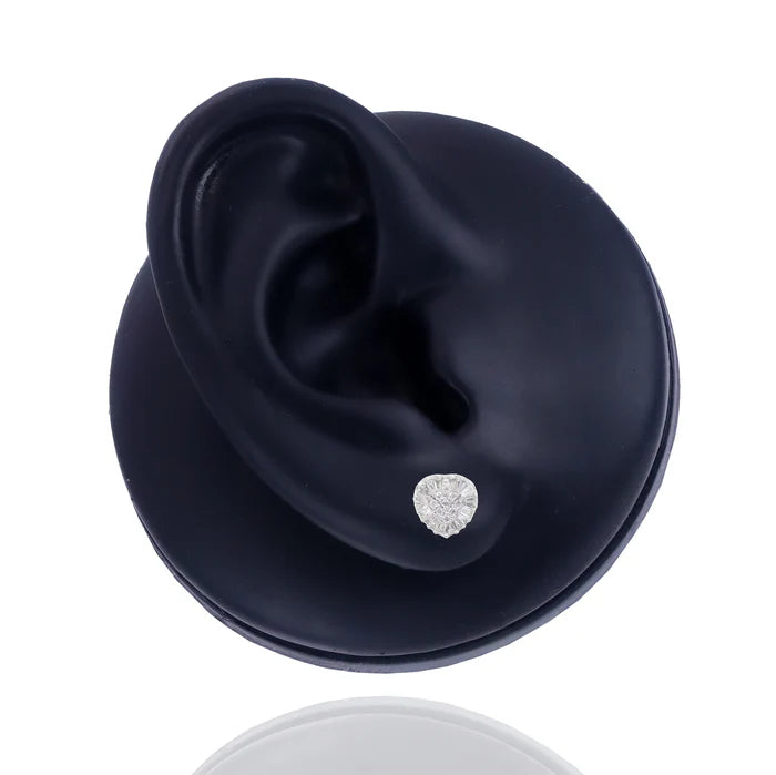 Baguette Diamond Border Heart Earrings