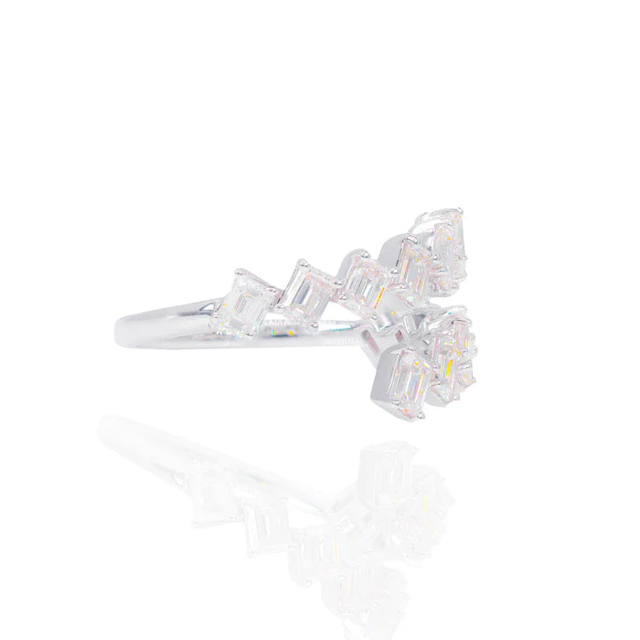 Emerald Diamond Jagged Open Ring Band