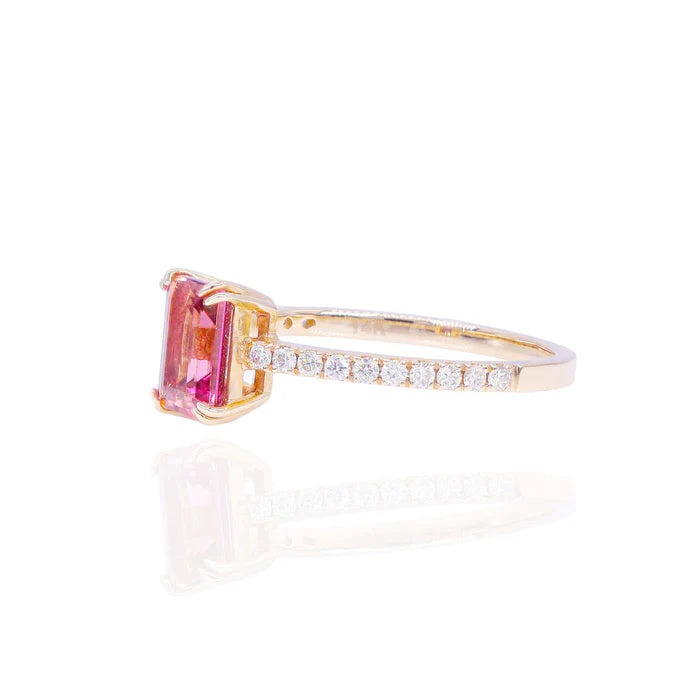 Pink Topaz Gemstone Diamond Ring