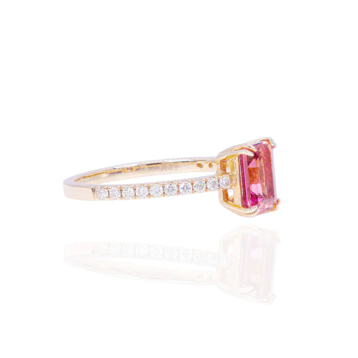 Pink Topaz Gemstone Diamond Ring