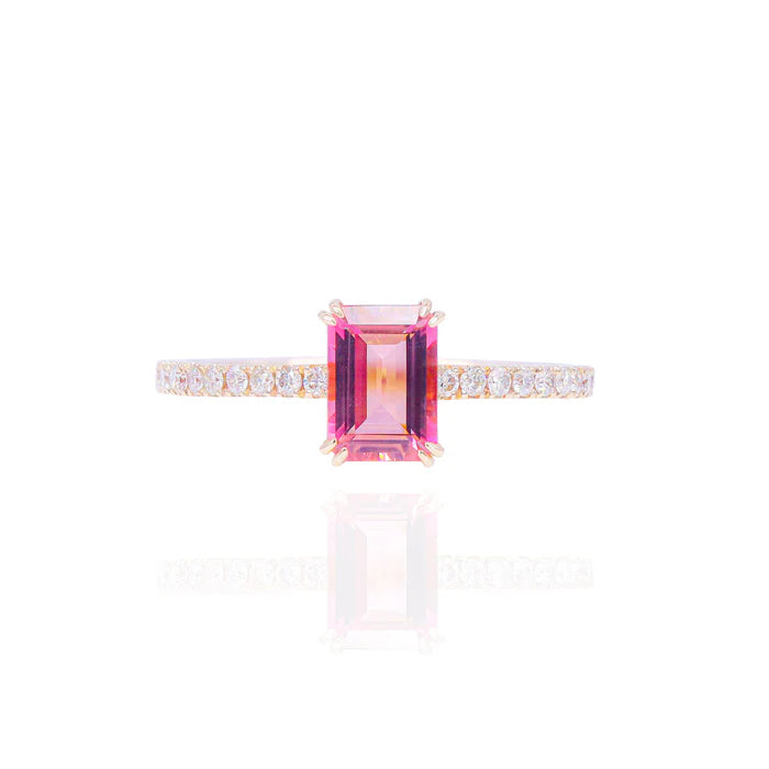 Pink Topaz Gemstone Diamond Ring