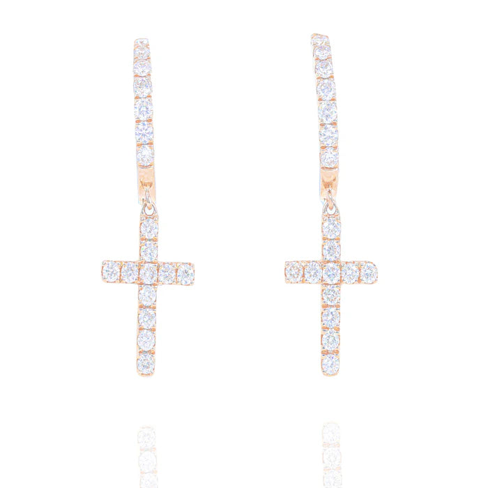 Diamond Cross Hoop Earrings