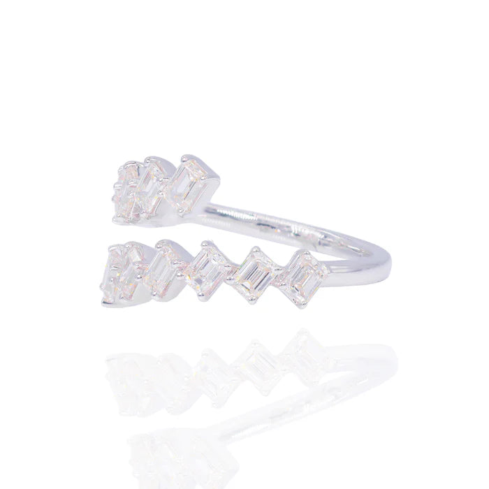 Emerald Diamond Jagged Open Ring Band