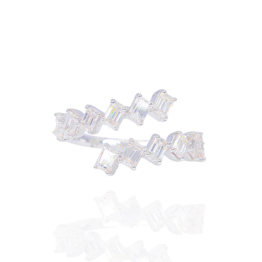 Emerald Diamond Jagged Open Ring Band