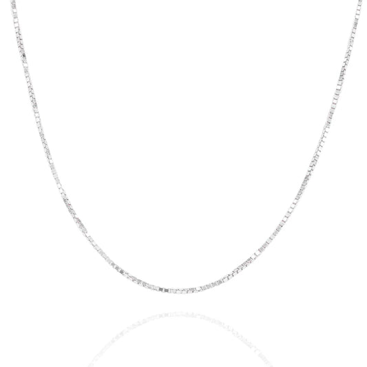 14KT Box Style White Gold Chain