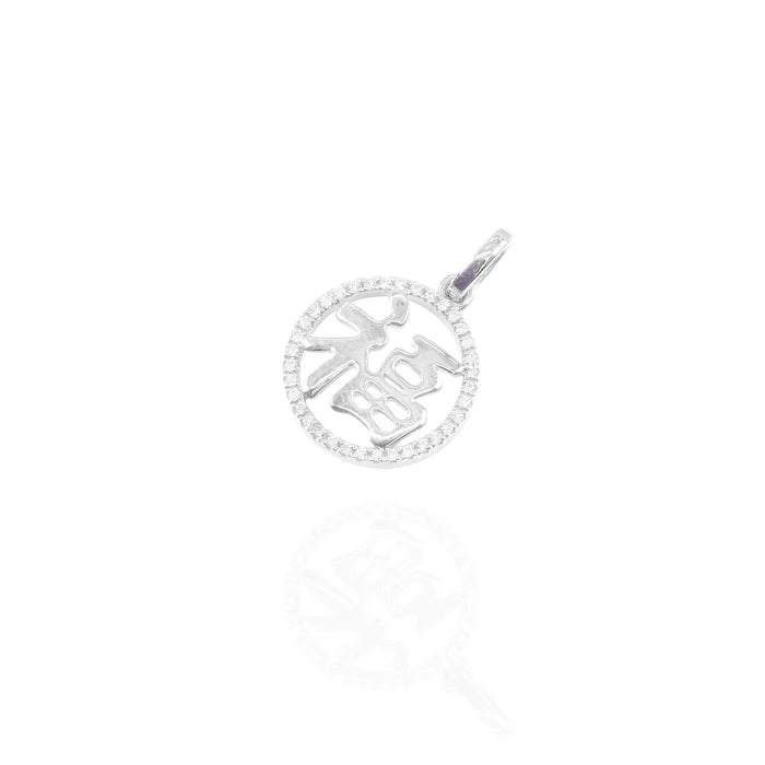 Chinese Fu Blessing Diamond Pendant