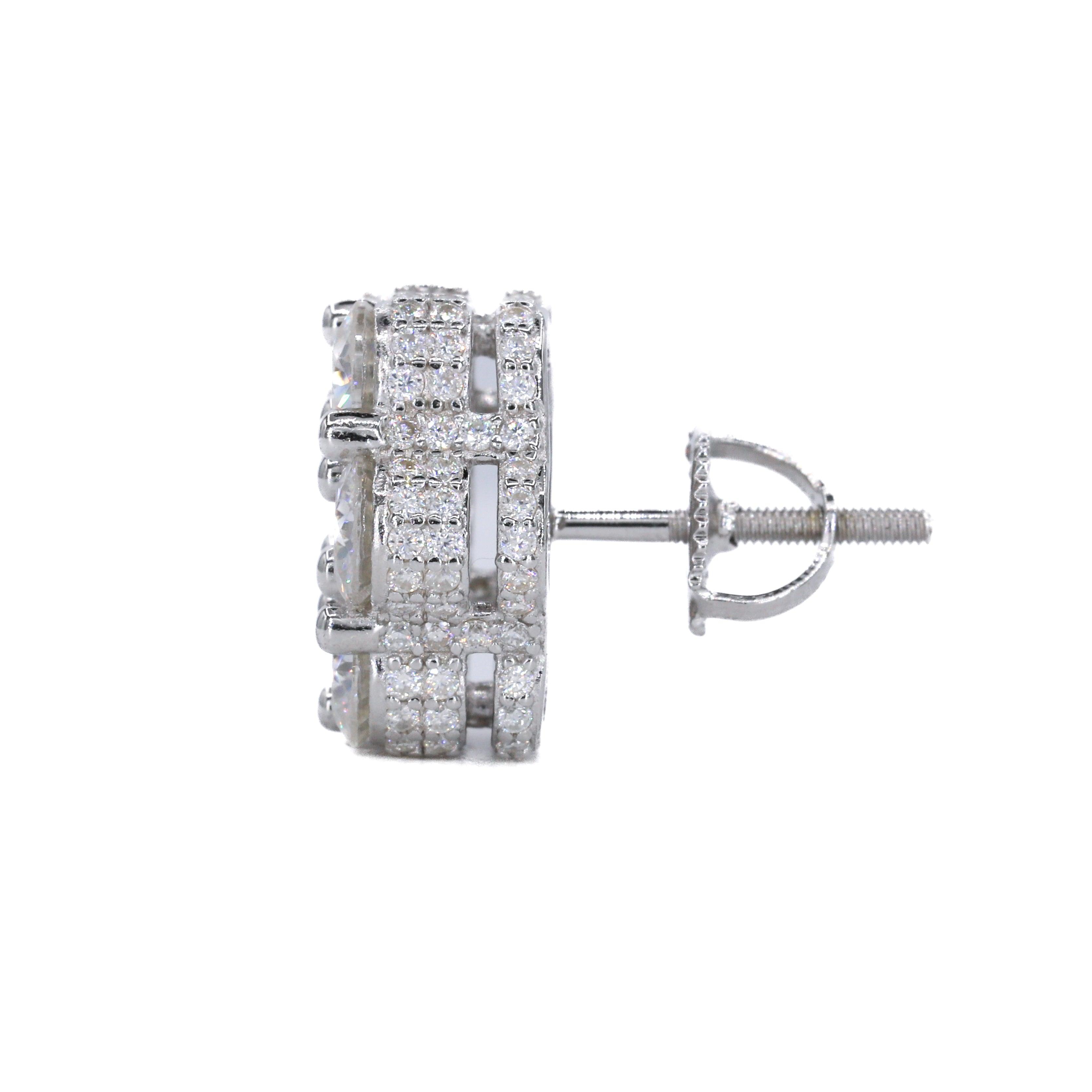 BIG STONE Flower Earring Fully Iced Out VVS Moissanite Daimond Earrings - Moissanite Bazaar - moissanitebazaar.com