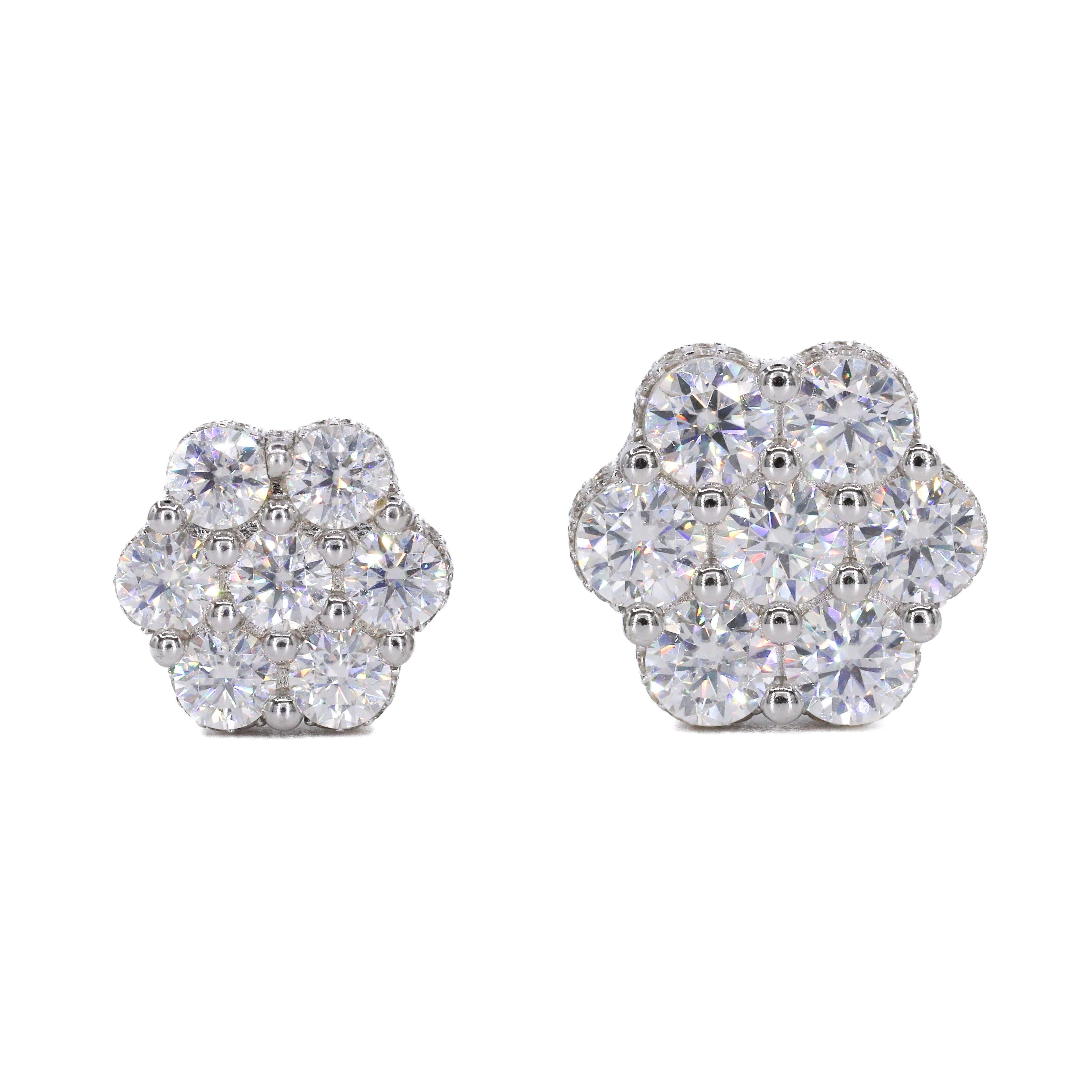 BIG STONE Flower Earring Fully Iced Out VVS Moissanite Daimond Earrings - Moissanite Bazaar - moissanitebazaar.com