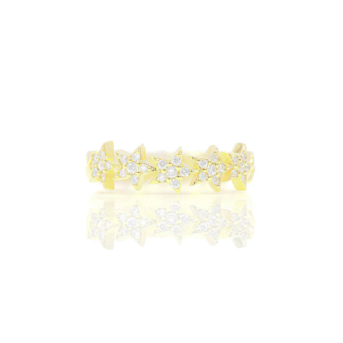 Star Diamond Ring with Cuban Gold Band