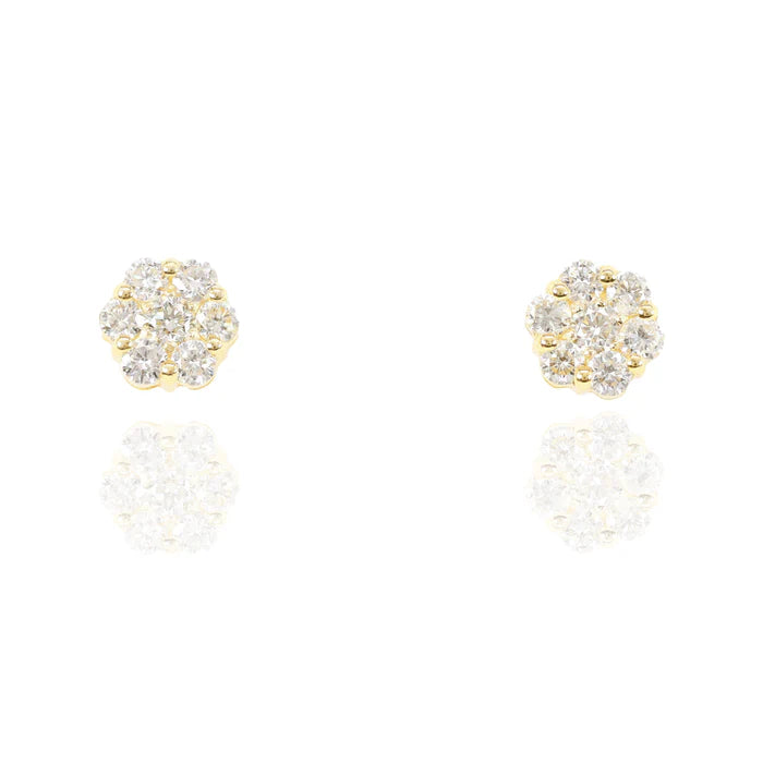 Custom Natural Diamond Flower Earrings