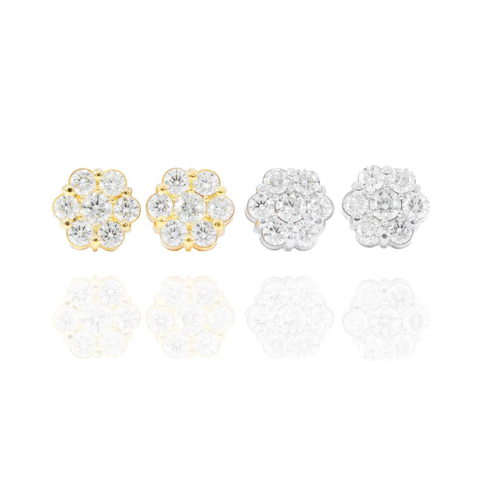 Custom Natural Diamond Flower Earrings