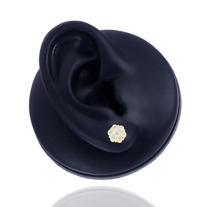 Custom Natural Diamond Flower Earrings