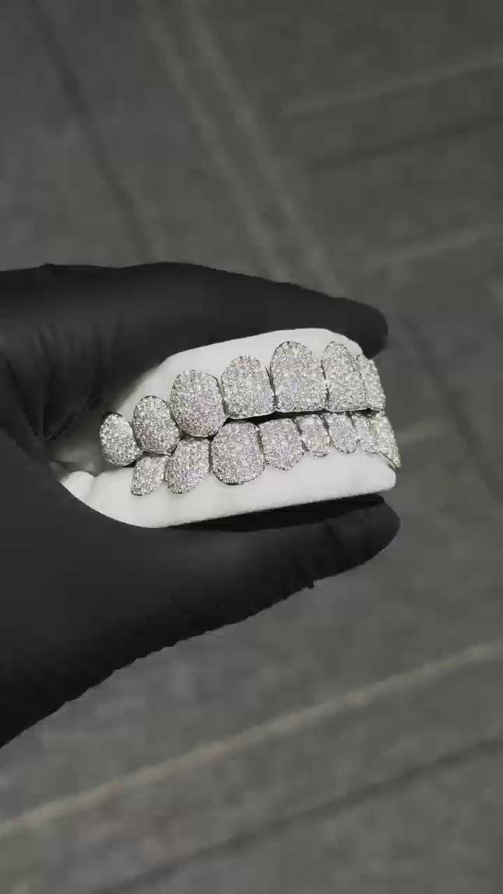 Solid Gold Natural Diamond Zigzag Setting Grillz