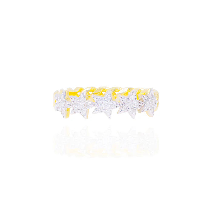 Star Diamond Ring with Cuban Gold Band
